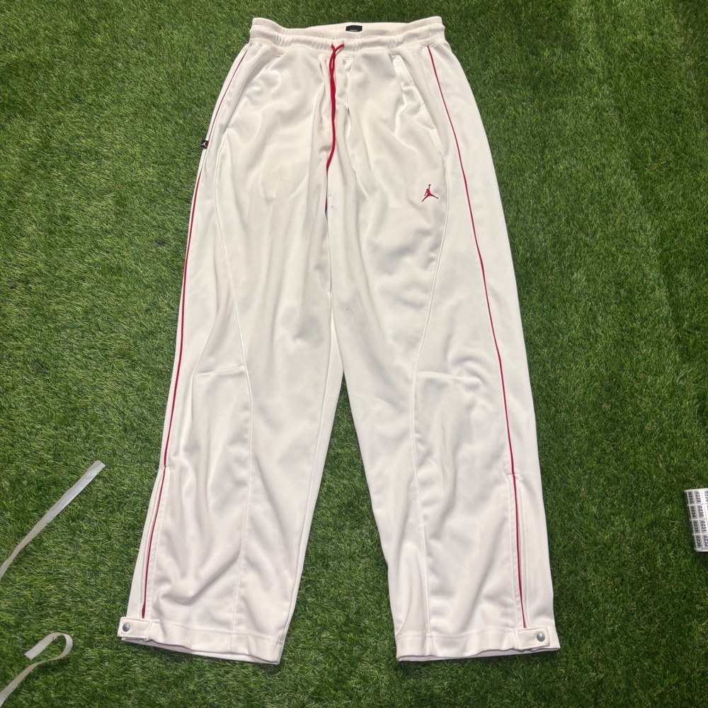 Jordan Brand White Track Pants Red Piping Jumpman Logo XXL Snap Hem S6NAC 198350
